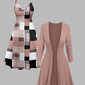 Elegant Geometric Patterned Dress Set